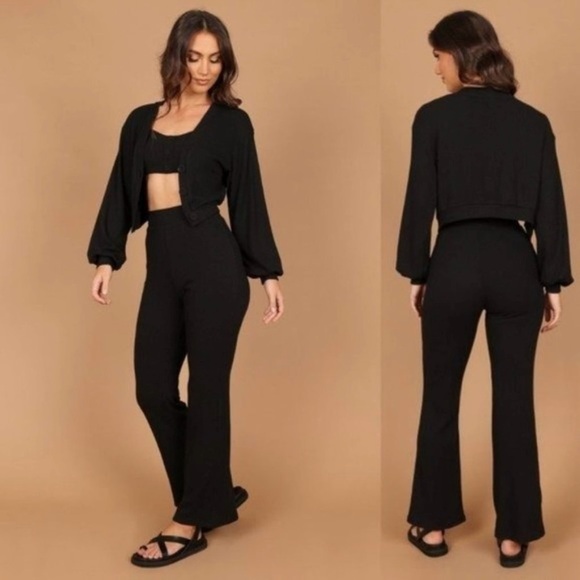 Petal & Pup CAMILLA KNITTED THREE PIECE PANT SET - BLACK NWT Size Medium - Picture 3 of 12